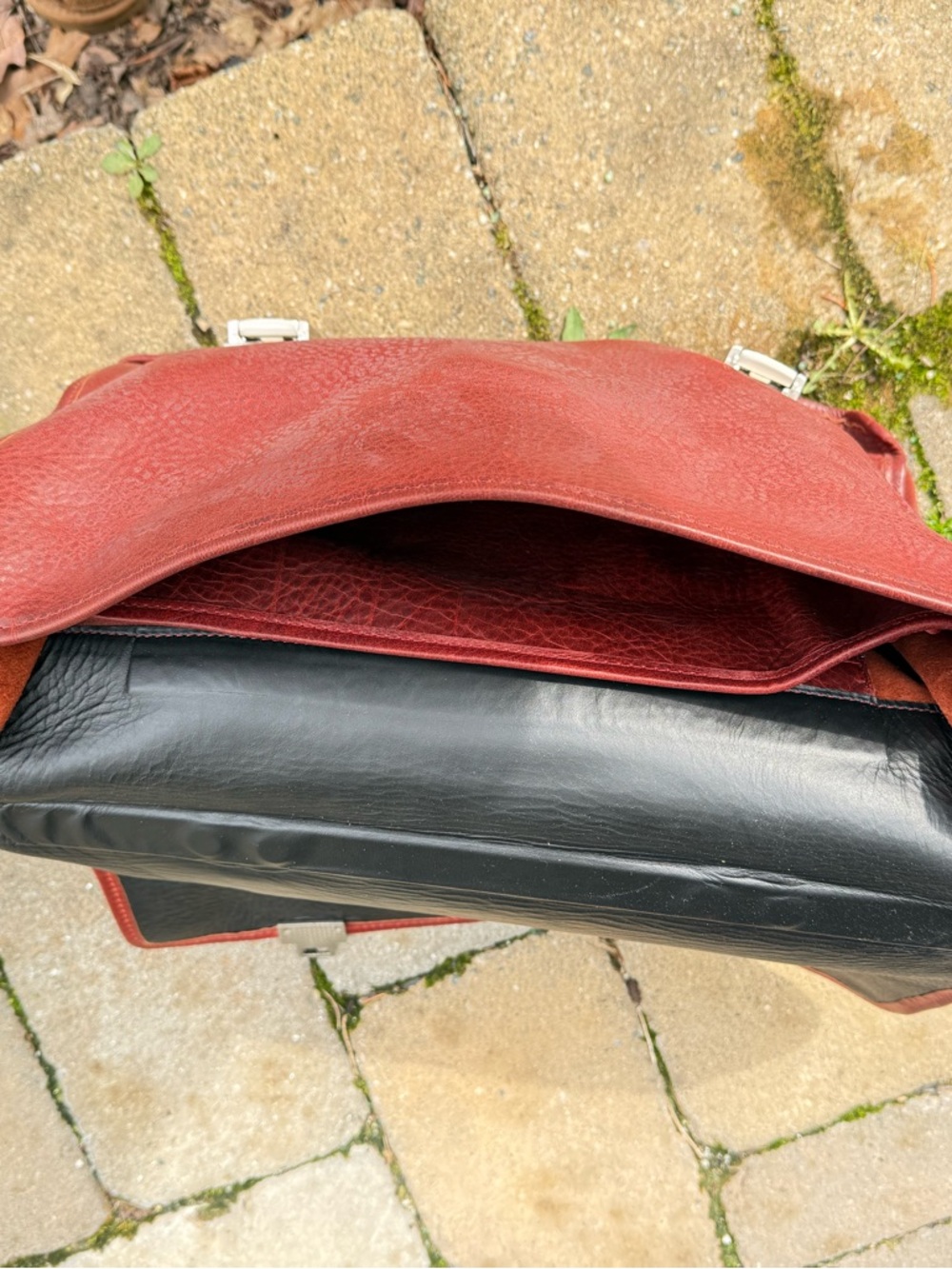Vintage Red Leather Briefcase with Silver Hardware - Picture 4 of 6